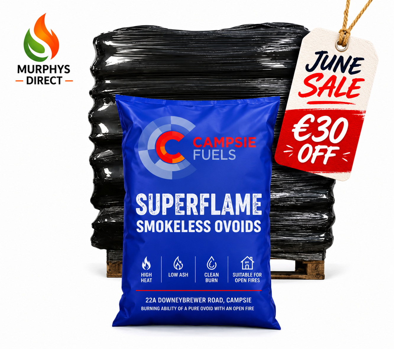 Superflame (Oval) Coal  (1 Tonne) 50 x 20kg bags
